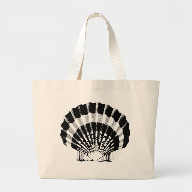 Seashell - schwarz und weiß jumbo stoffbeutel (Vorne)