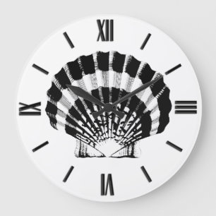 Seashell - Schwarzweiss Große Wanduhr
