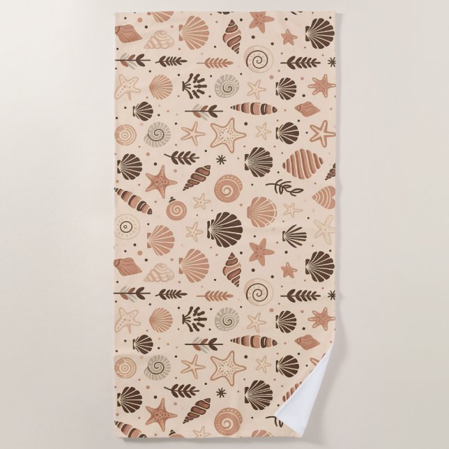Seashell Seamless Pattern Strandtuch (Vorderseite)