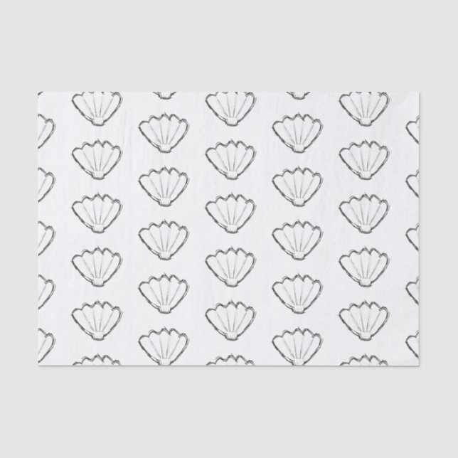 Seashell Sketch Zeichnend Muster Seidenpapier (Vorderseite)