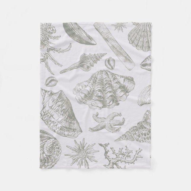 Seashell Soft Antique Art Beach Muscheln Fleecedecke (Vorderseite)