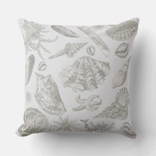 Seashell Soft Antique Art Beach Muscheln Kissen (Vorderseite)