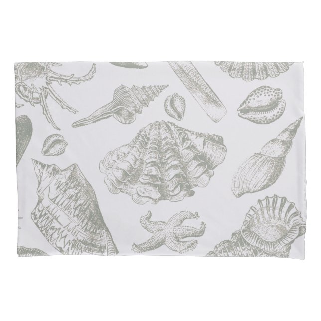 Seashell Soft Antique Art Beach Muscheln Kissenbezug (Vorderseite)