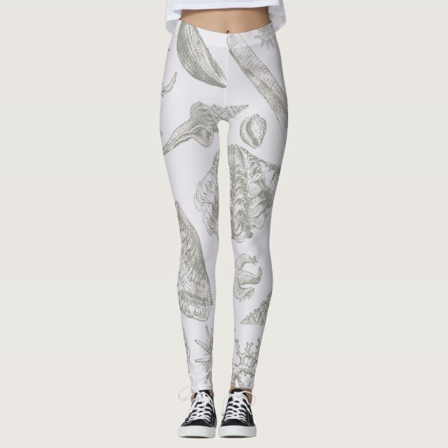 Seashell Soft Antique Art Beach Muscheln Leggings (Vorderseite)