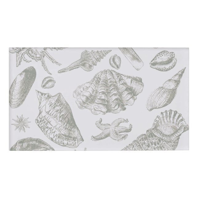 Seashell Soft Antique Art Beach Muscheln Namenschild (Vorderseite)