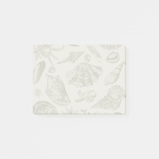 Seashell Soft Antique Art Beach Muscheln Post-it Klebezettel (Vorderseite)