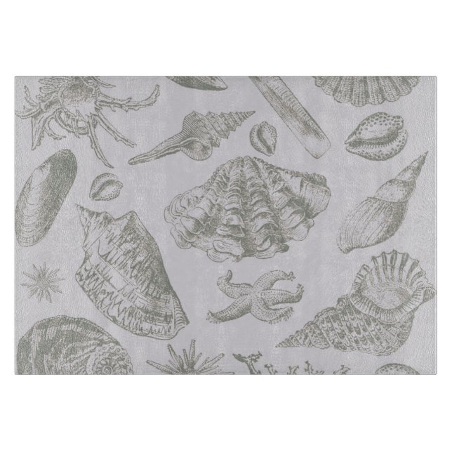 Seashell Soft Antique Art Beach Muscheln Schneidebrett (Vorderseite)