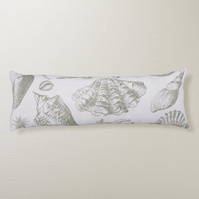 Seashell Soft Antique Art Beach Muscheln Seitenschläferkissen (Rückseite)