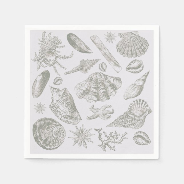 Seashell Soft Antique Art Beach Muscheln Serviette (Vorderseite)
