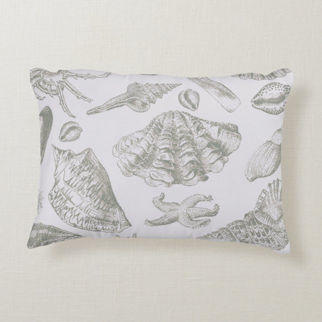 Seashell Soft Antique Art Beach Muscheln Zierkissen (Rückseite)