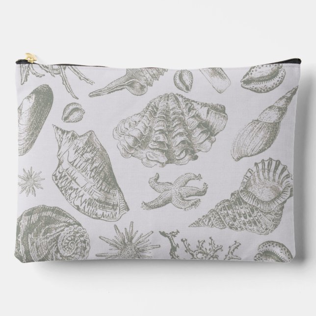 Seashell Soft Antique Art Beach Muscheln Zubehörtasche (Vorderseite)