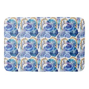 Seashell Starfish Glitzer Blue Ocean Nautic Badematte