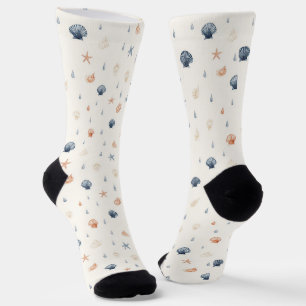 Seashell Starfish Nahtloses Muster Socken