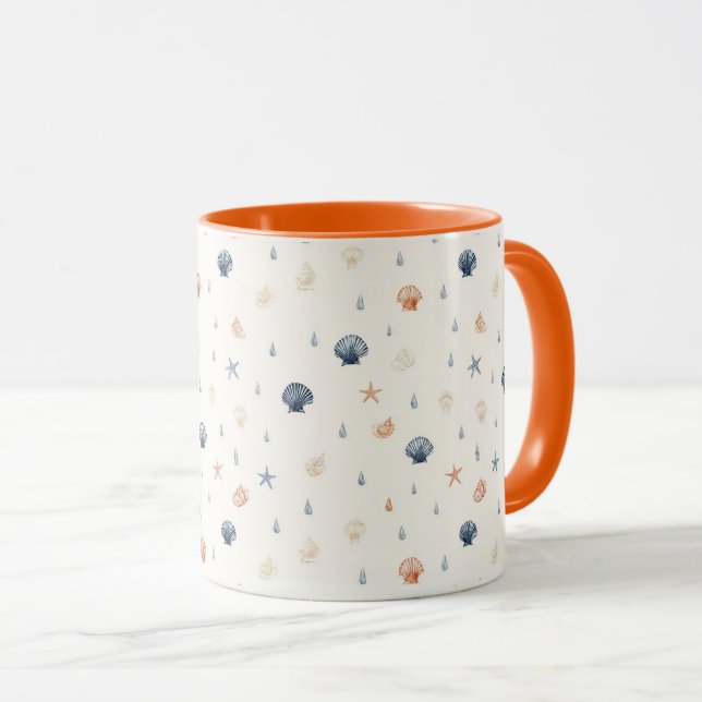 Seashell Starfish Nahtloses Muster Tasse (VorderseiteRechts)