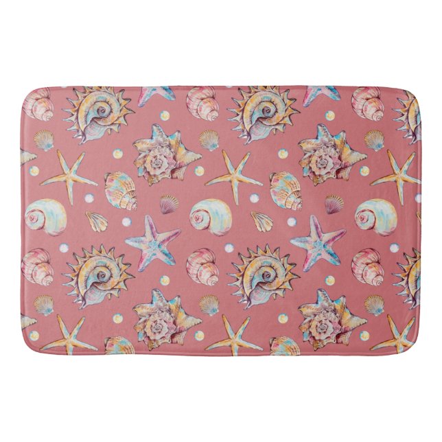 Seashell & Starfish Pattern Strandvillen Badematte (Vorderseite)