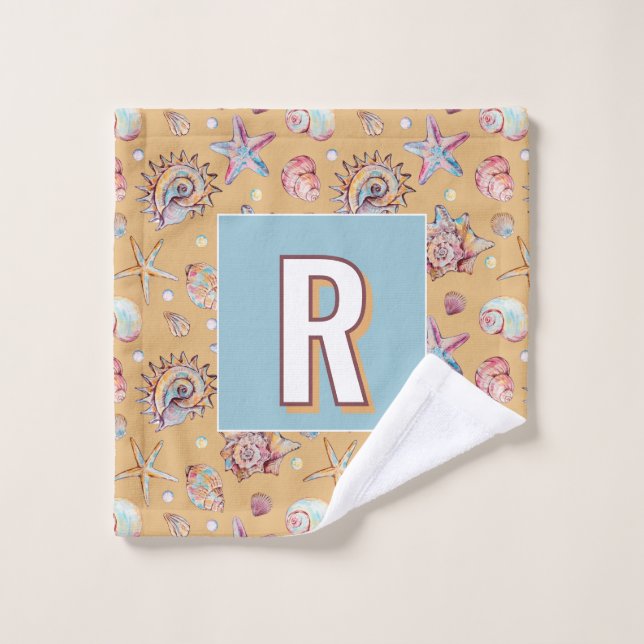 Seashell & Starfish Plage Motif sable (Gant de toilette)