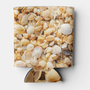 Seashell strukturierte Sommer Strand Hintergrund. Dosenkühler