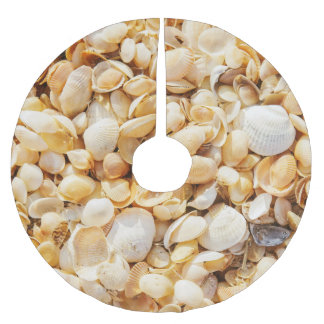 Seashell strukturierte Sommer Strand Hintergrund. Polyester Weihnachtsbaumdecke