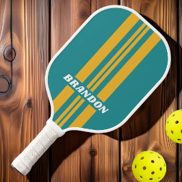 Seashell Sunrise Kundgebung Stripes mit Namen Pickleball Schläger