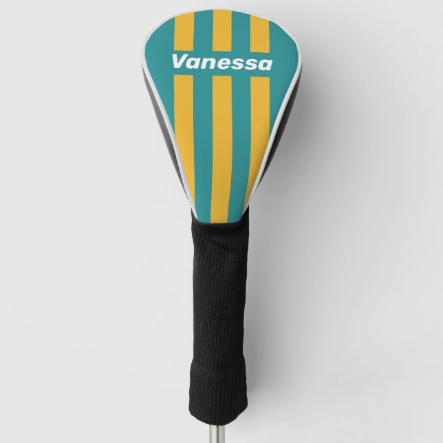 Seashell Sunrise Pin Stripes with Name Golf Headcover (Vorderseite)