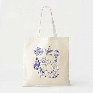 Seashell-Tasche - Blue Line Art Ozean Tragetasche