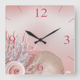 Seashell träumt tropisches Rosa des Strandes | Quadratische Wanduhr