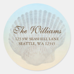 Seashell Tropical Beach Address Label Runder Aufkleber