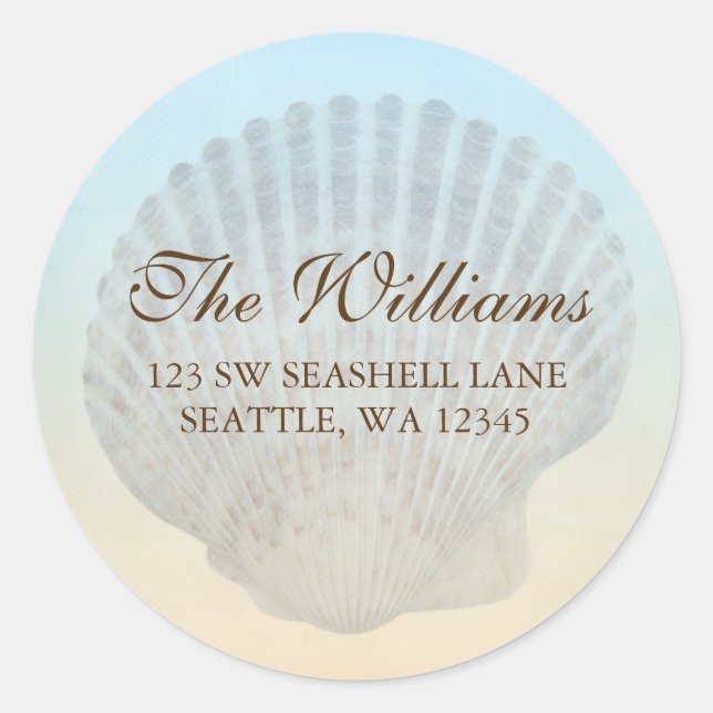 Seashell Tropical Beach Address Label Runder Aufkleber (Vorderseite)