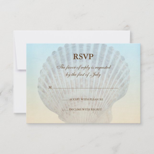 Seashell Tropical Beach Wedding Response Card RSVP Karte (Vorderseite)