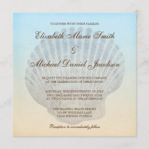 Seashell-tropische Strand-Hochzeits-Einladungen Einladung