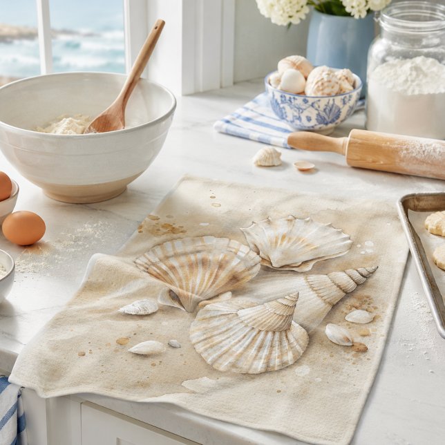 Seashell Watercolor Coastal Geschirrtuch (Von Creator hochgeladen)