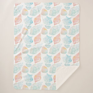 Seashell Watercolor Sherpa Blanket Sherpadecke
