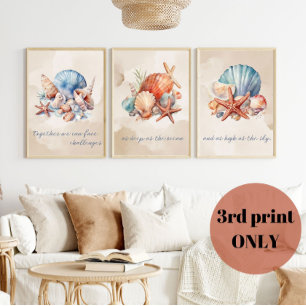 Seashell Watercolor Zitat (3 von 3 Wall Art) Poster