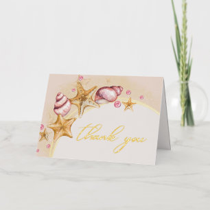 Seashell Wedding Gold Foil Dankeschön Karte
