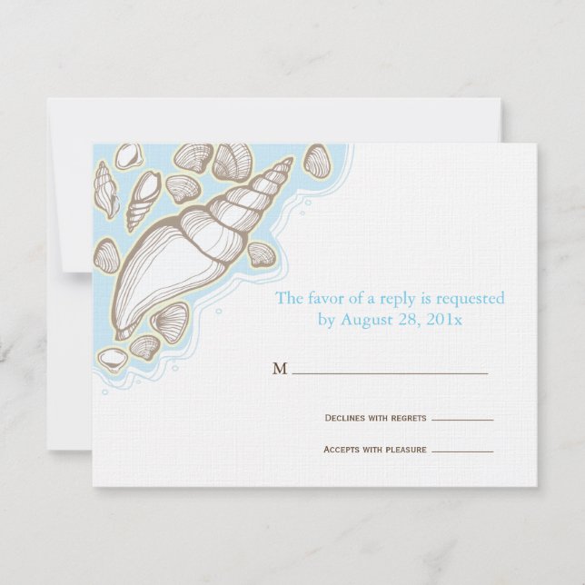 Seashell Wedding Response Card RSVP Karte (Vorderseite)
