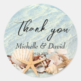 Seashell Wedding Runder Aufkleber
