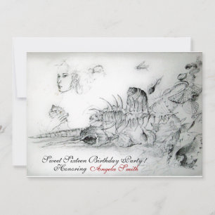 SEASHELLS 16 . GEBURTSTAG PARTY, Ruby Monogram Einladung