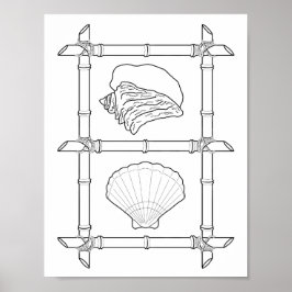 Seashells Adult Coloring Poster