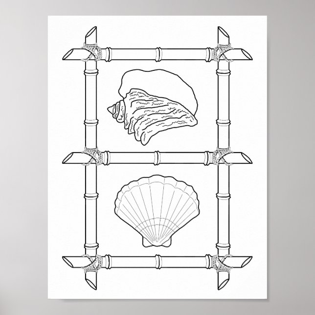 Seashells Adult Coloring Poster (Vorne)