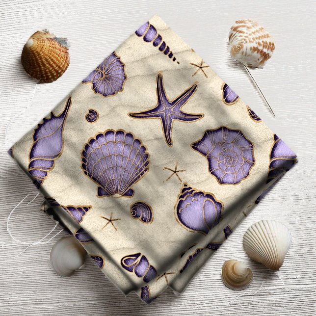 Seashells and Sand Lila ID782 Stoff (Von Creator hochgeladen)