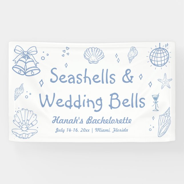 Seashells and Wedding Bachelorette Willkommen Banner (Horizontal)