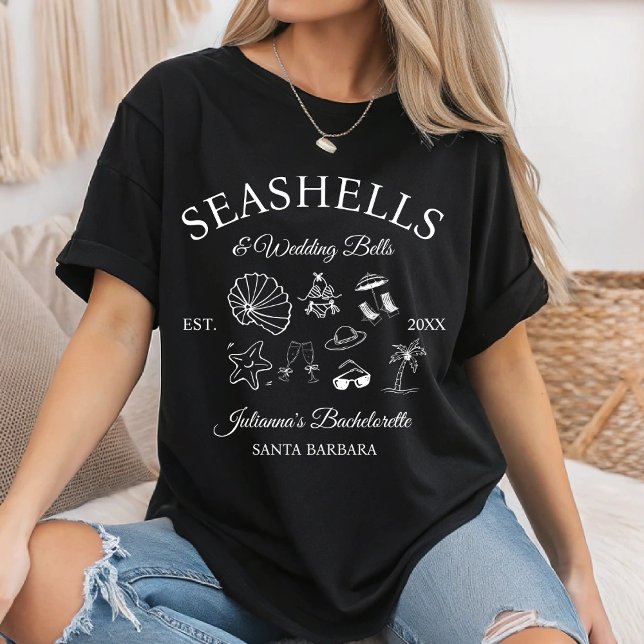 Seashells and Wedding Bells Bachelorette Bach Club T-Shirt (Von Creator hochgeladen)