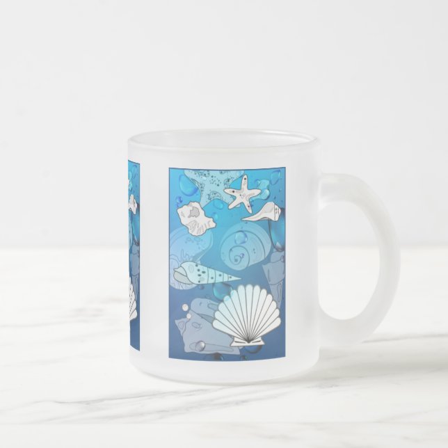 Seashells Aqua Ocean Glass Tasse (Rechts)