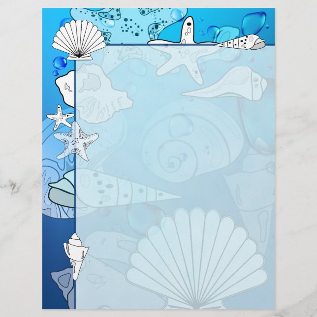 Seashells Aqua Ocean Letterhead Stationierung (Vorderseite)