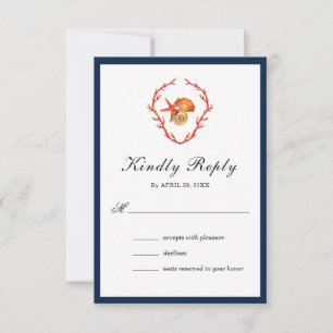 Seashells Aquarellhochzeit RSVP Card