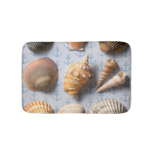 Seashells auf Anker-Hintergrund Badematte