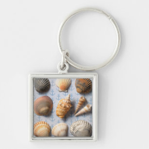Seashells auf Anker-Hintergrund Schlüsselanhänger