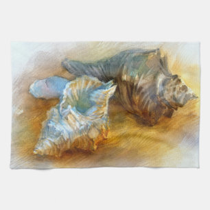 Seashells auf dem Strand Handtuch