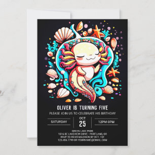 Seashells Axolotl Whimsical Birthday Einladung