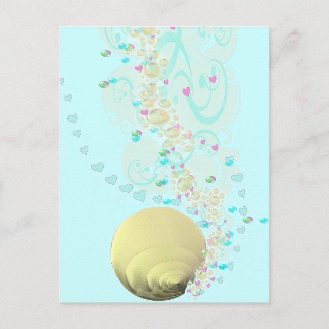 SeaShells Beach Destination Aqua Pink Postkarte (Vorderseite)